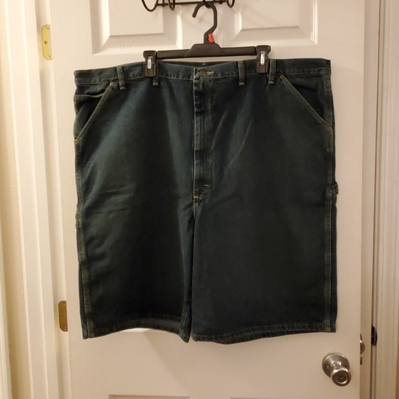 Wrangler Other - Wrangler Rugged Wear Denim Shorts Mens 50 Blue Flat Front‎ Cotton Carpenter